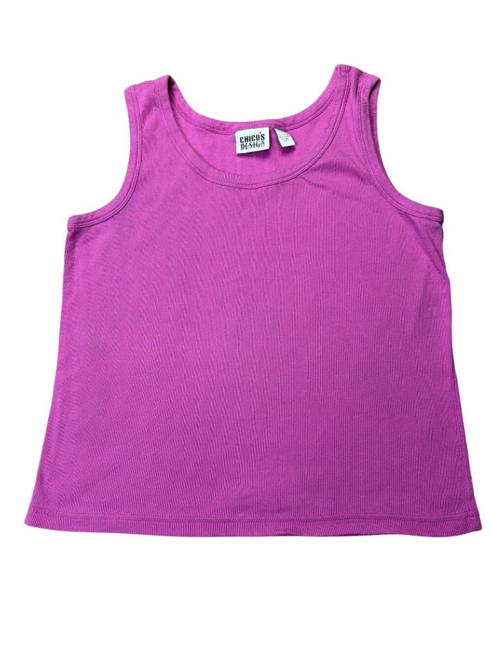 Chicos Design Pink Ribbed Tank Top 100% Cotton Sleeveless Made In Peru Size XL